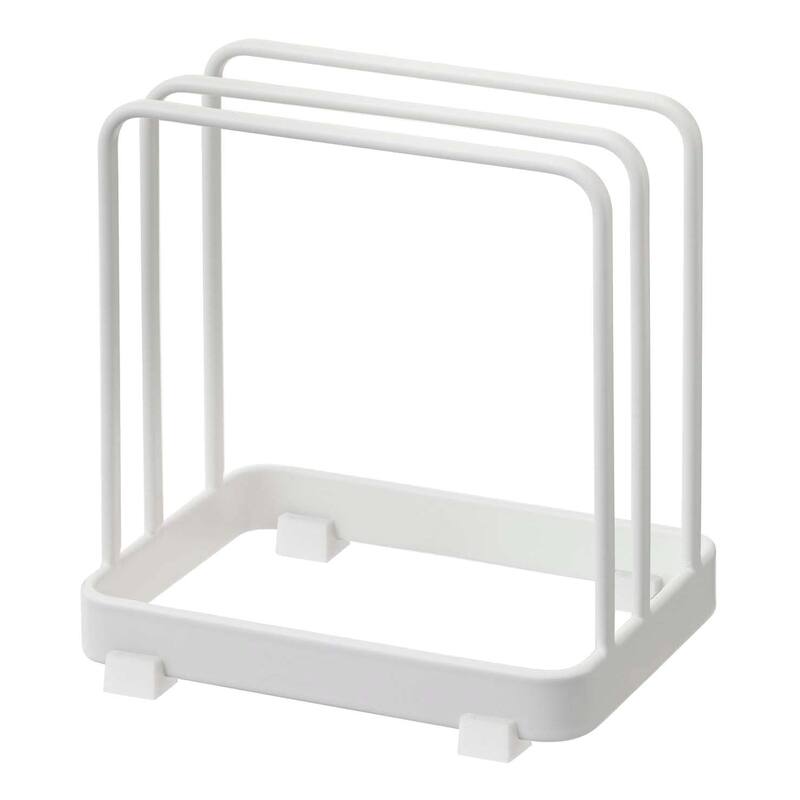 Yamazaki Home Cutting Board Stand, Steel - L 3.54 x W 4.72 x H 4.72 inches - White - L 3.54 x W 4.72 x H  4.72 inches