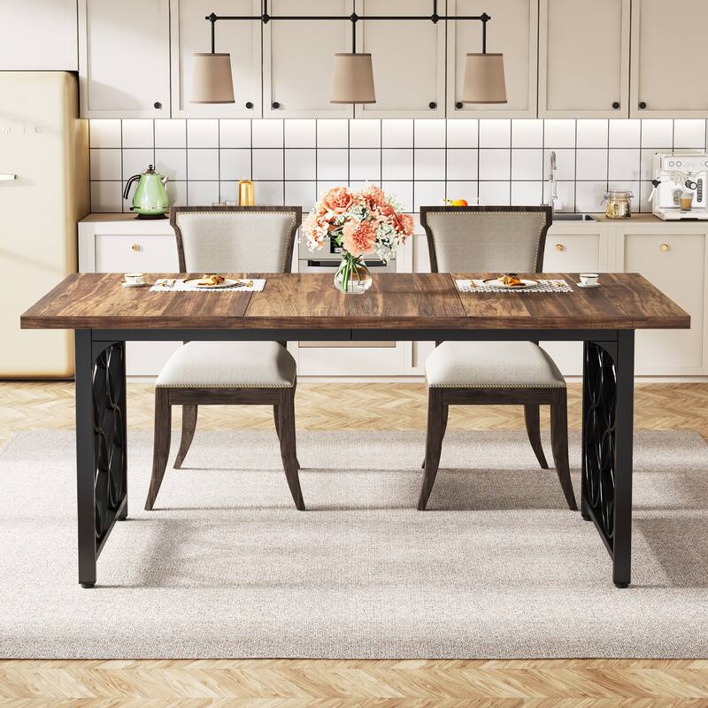63-inch Modern Dining Table for 4-6 People, Rectangular Marble Dinner Table with Gold Metal Frame for Home Kitchen