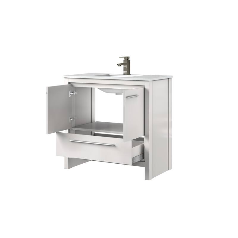 Lafarre Bath Vanity Quartz Top, Sink and Gun Metal Faucet