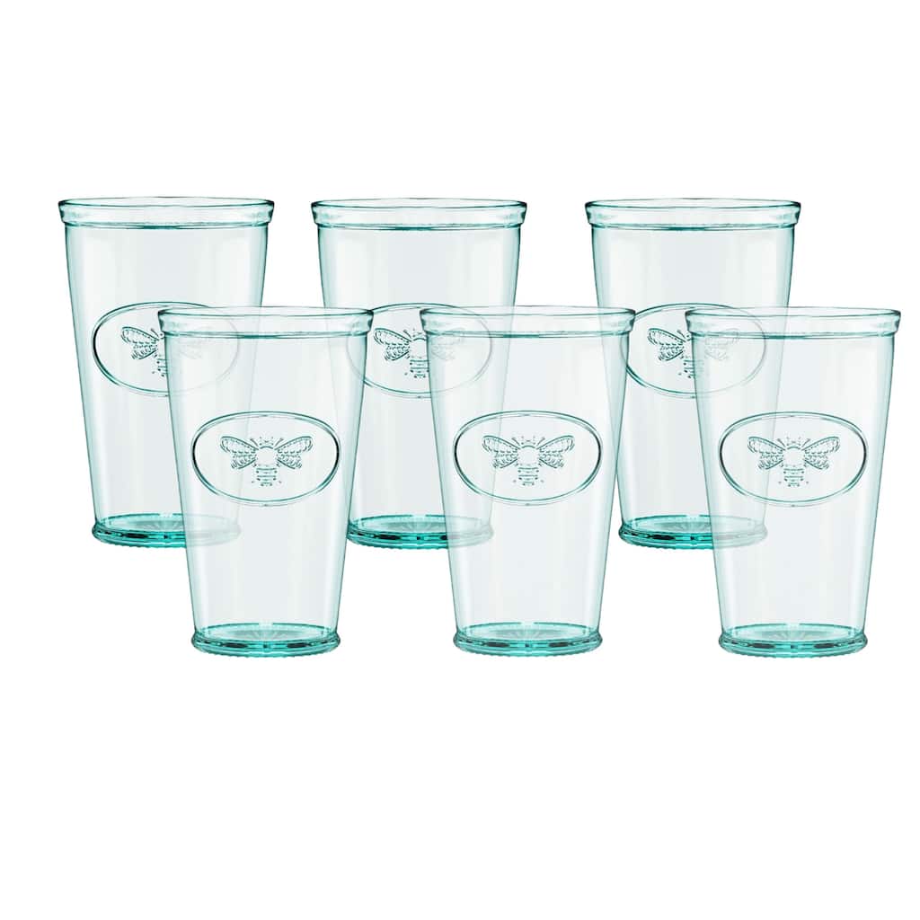 Amici Home Set of 6 Bee Relief Hiball Drinking Glasses - 16 Ounces