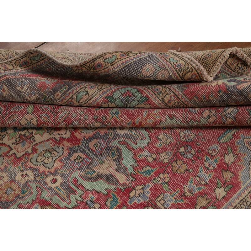 Geometric Tabriz Persian Vintage Area Rug Handmade Wool Carpet - 7'8"x 11'3"