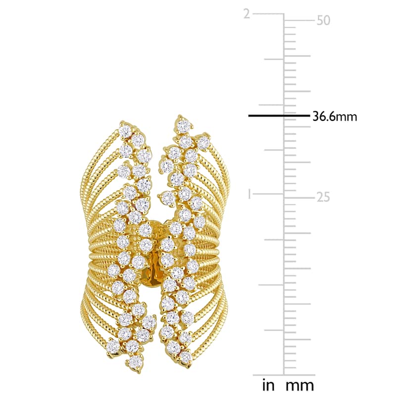 Miadora 1 3/4ct TDW Diamond Multi-Row Open Cocktail Ring in 14k Yellow Gold