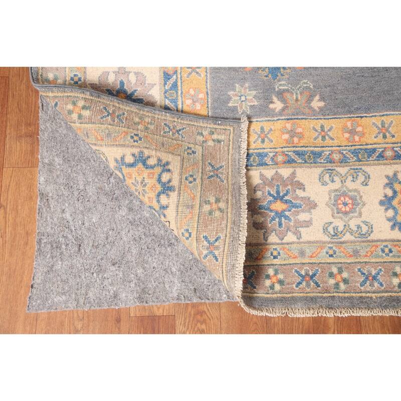 Gray Kazak Living Room Area Rug Hand-Knotted Traditional Wool Carpet - 6'7" x 9'9"