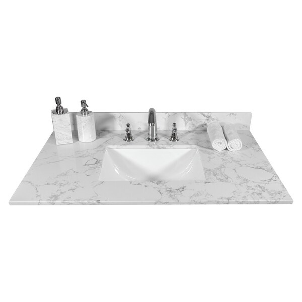 Global Pronex Bathroom Sink 31-inch Solid Surface Vanity Top with ...