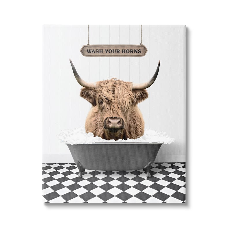 Stupell Wash Your Horns Phrase Canvas Wall Art Design by Lettered and Lined - 16 x 20