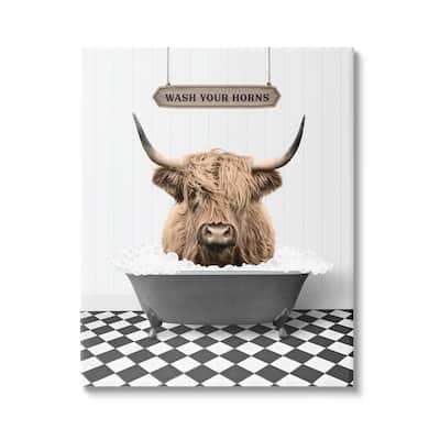 Stupell Wash Your Horns Phrase Canvas Wall Art Design by Lettered and Lined