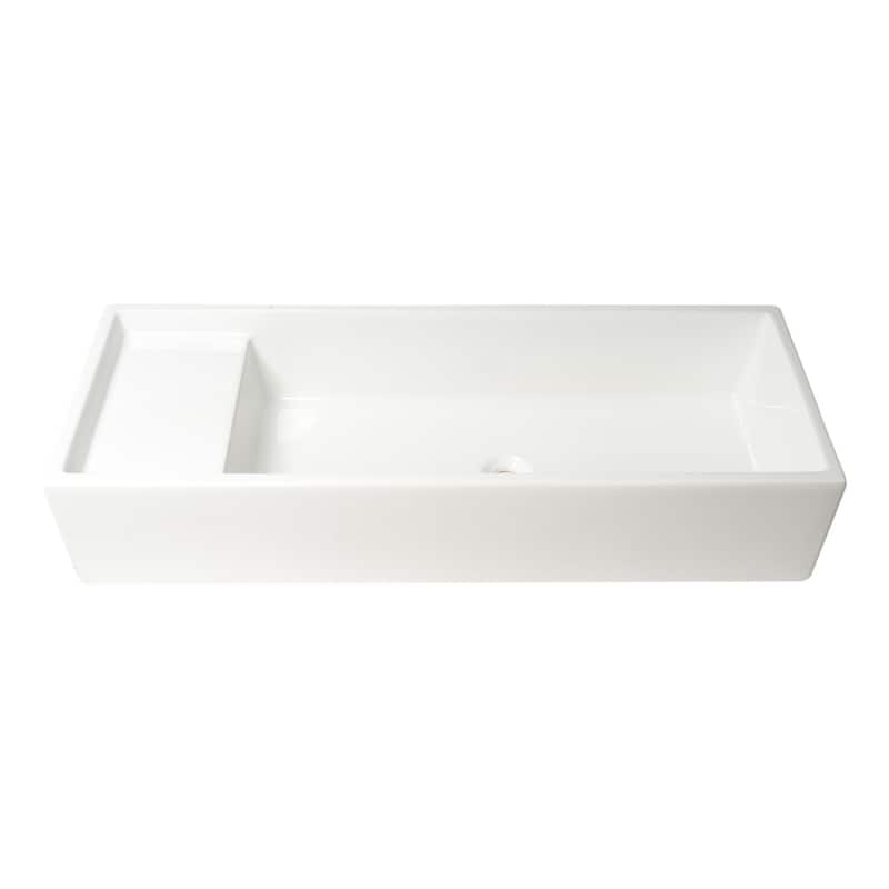ALFI brand AB39TR 39" White Above Mount Fireclay Bathroom Trough Sink