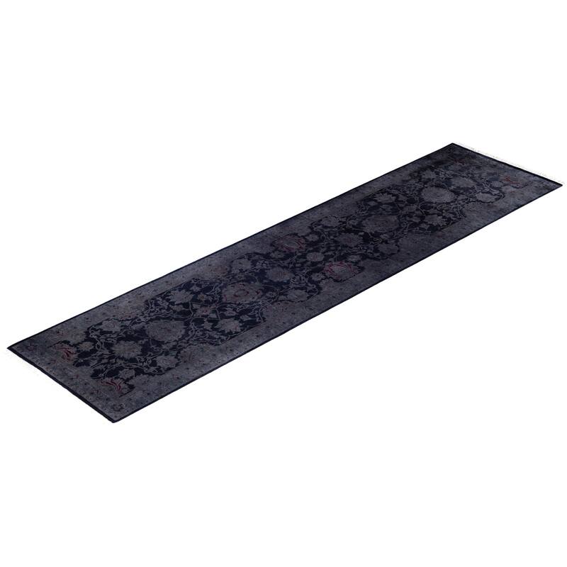 Overdyed One-of-a-Kind Hand-Knotted Area Rug - Navy - 2' 6" x 10' 1"