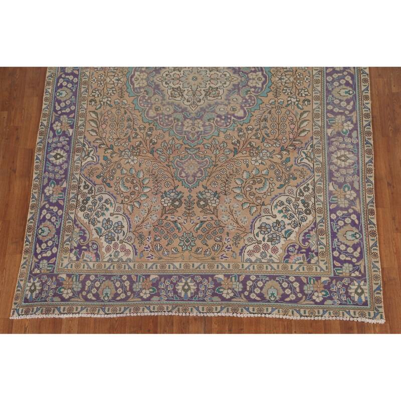 Tabriz Persian Vintage Area Rug Handmade Bedroom Wool Carpet - 6'6"x 9'8"
