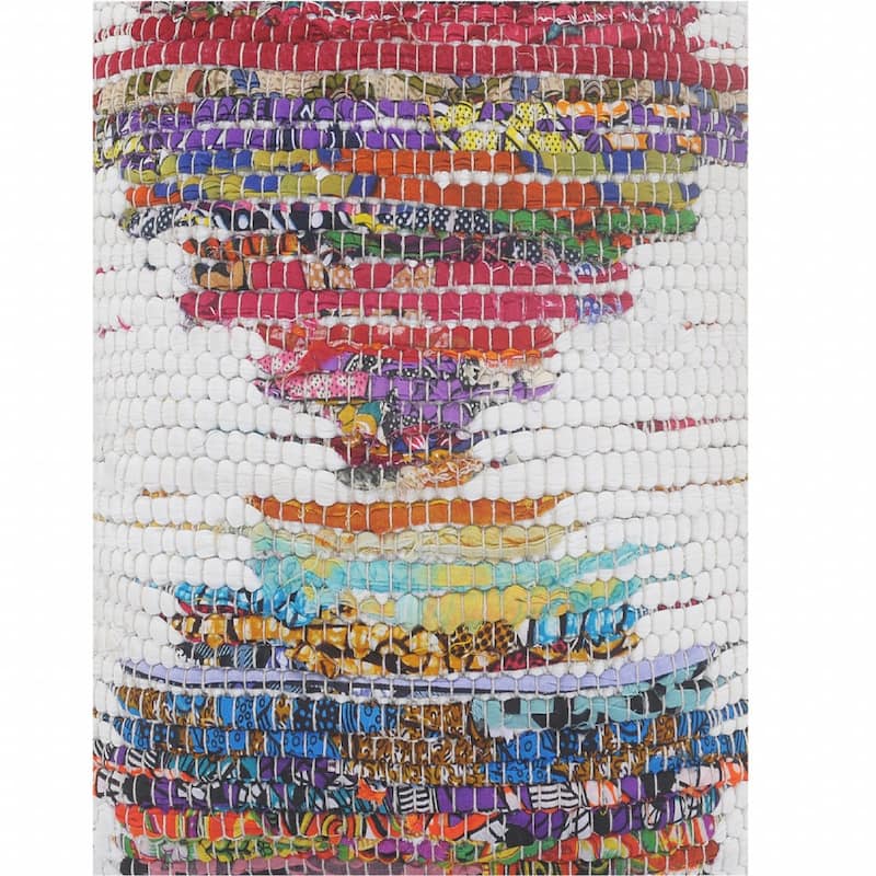 HomeRoots 20" X 20" White Red Green Blue Yellow And Orange 100% Cotton Geometric Zippered Pillow