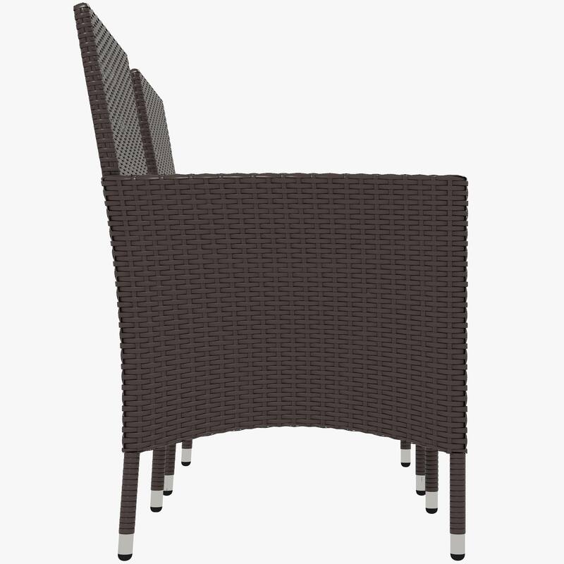 Outsunny 2 Piece Dark Coffee Rattan Chairs, Outdoor Chairs Set of 2