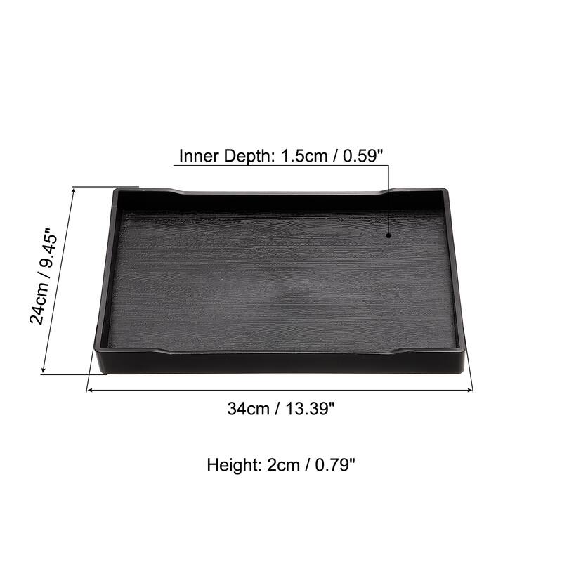 Fast Food Tray, Plastic Multi-Purpose Serving Tray - Black - 13x9"