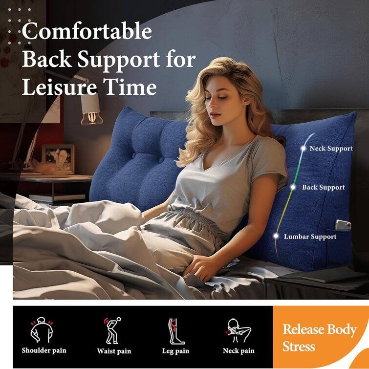 WOWMAX Bed Rest Reading Wedge Headboard Backrest Tufted Pillow