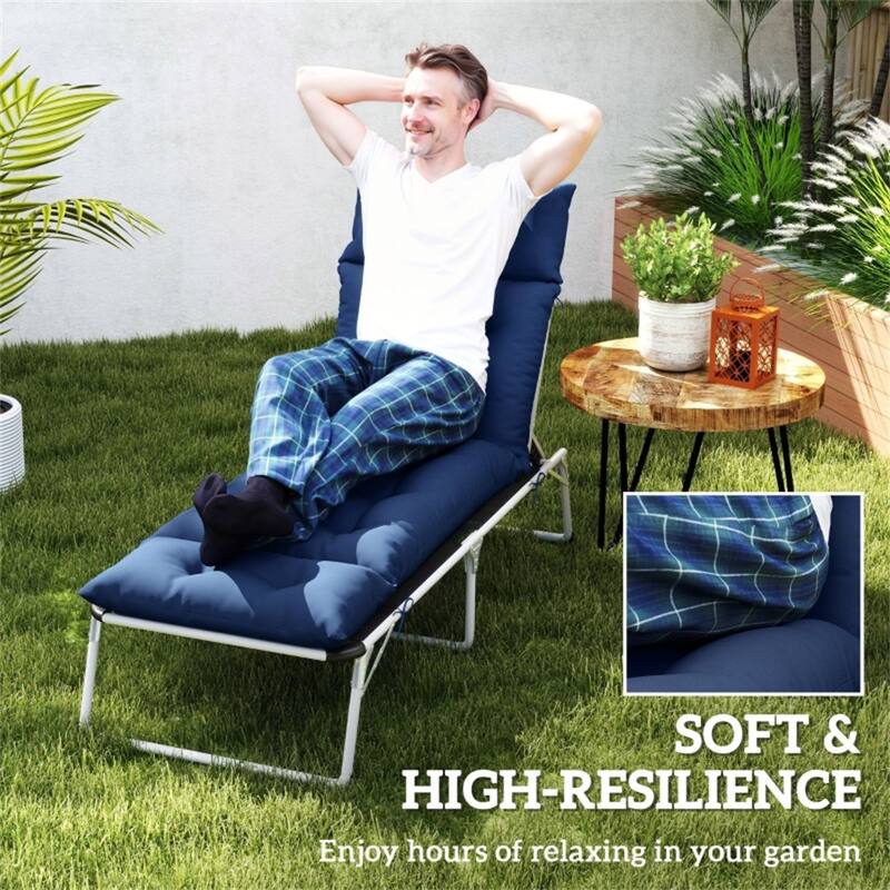 Outdoor and Indoor Lounge Chair Cushion Polyester Foam Padding Blue Brown UV Resistant Splash Proof - 74.8" L x 22" W x 3.9" D