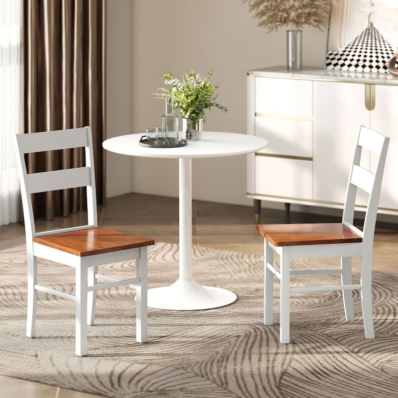 HOMCOM Dining Chairs, Set of 2 Farmhouse Kitchen & Dining Room Chairs with Open Back, Rubber Wood Seating for Living Room