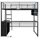 preview thumbnail 6 of 22, Twin/Full Size Loft Bed with LED Light and Bulit-in Desk, Metal Gaming Loft Bedframe with 4 Storage Shelves and Ladder