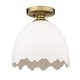 preview thumbnail 1 of 2, Brinkley Semi-Flush - Brushed Champagne Bronze with Porcelain Shade
