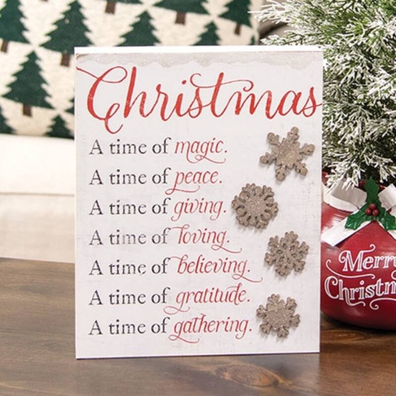 White Wooden Christmas Snowflakes Layered Box Sign Decor - 8 x 1.50 x 10 in.