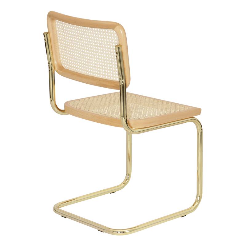 Breuer Chair Company Marcel Breuer Cesca Cane Cantilever Side Chair w/ Brass Steel Frame (Various Wood & Cane Colors)