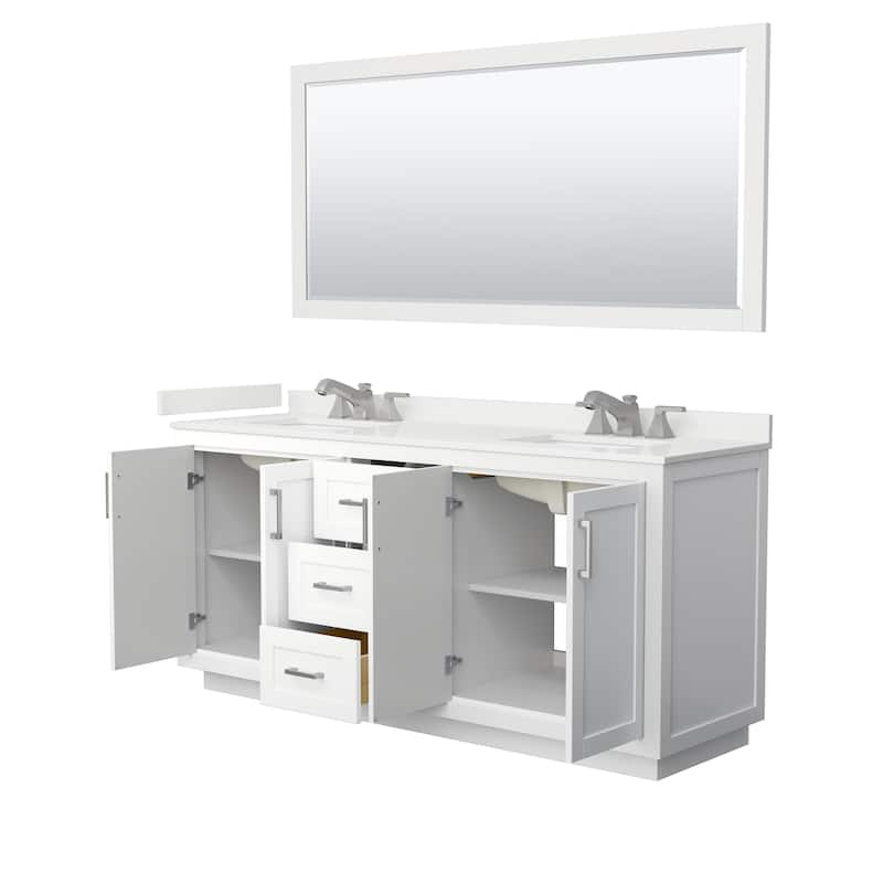 Miranda 72-inch Double Vanity, Quartz Top, 70-inch Mirror