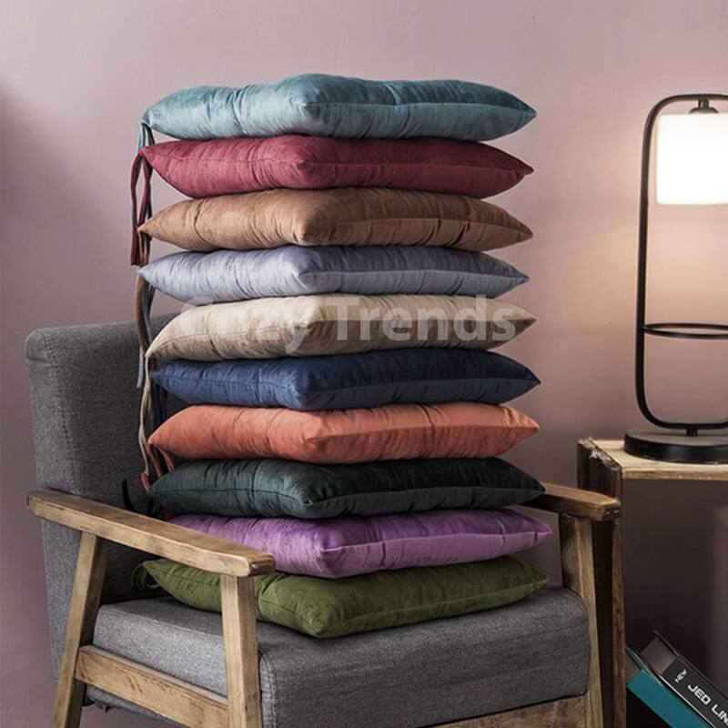 Handmade Velvet Chair Seat Pads Cushions with Ties - Tufted - 16''x16'' 3''Thick by Cozy Trends™