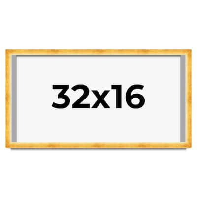 32x16 Shadow Box Frame Gold | 1.625 Inches Deep Real Wood Traditional