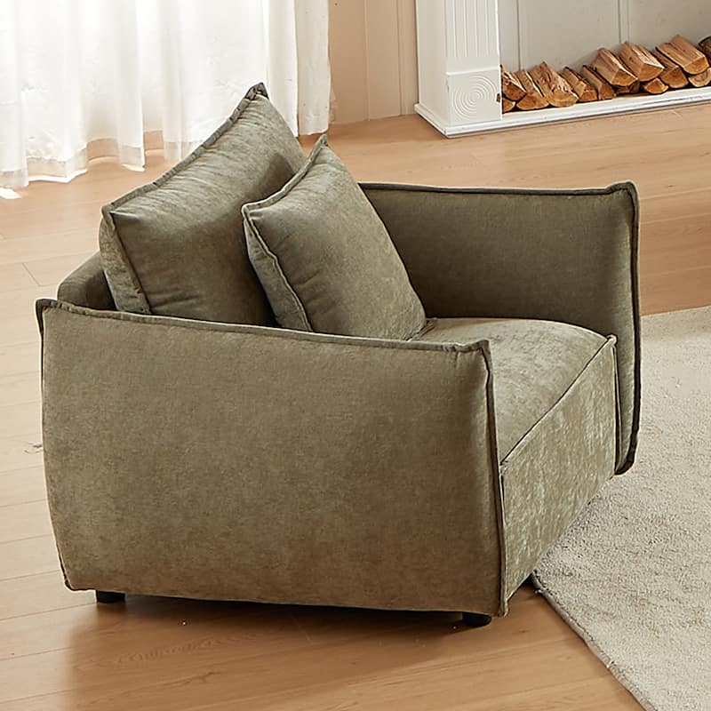 Modern Upholstered Armchair, Chenille Sleeper Sofa with Solid Wood Frame for Living Room
