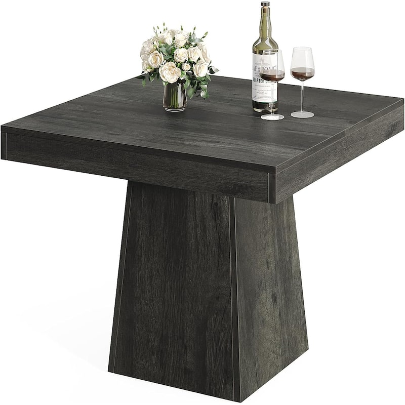 31.5" Square Dining Table for 4, Small Farmhouse Kitchen Table with Thick Wood Top and Sturdy Pedestal Base(Table only)