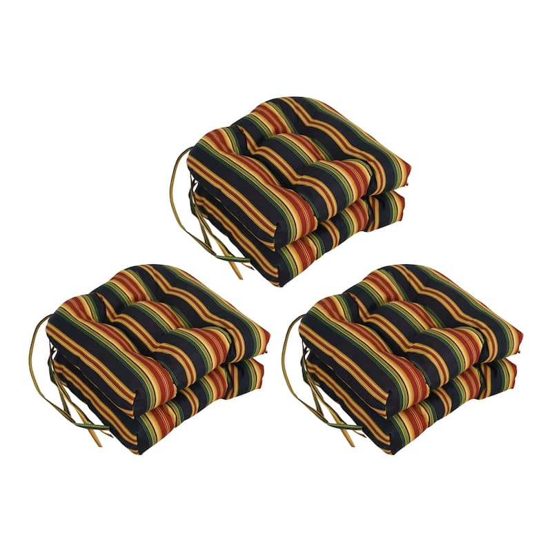 16-inch Rounded Back Tufted Indoor/ Outdoor Chair Cushions (Set of 6) - Lyndhurst Raven
