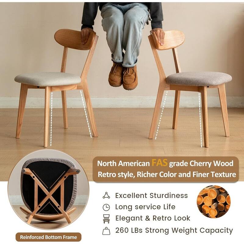 Spruce & Spring Upholstered Dining Chair Wooden Set of 4 Wood Chair Solid Chair Table Chair