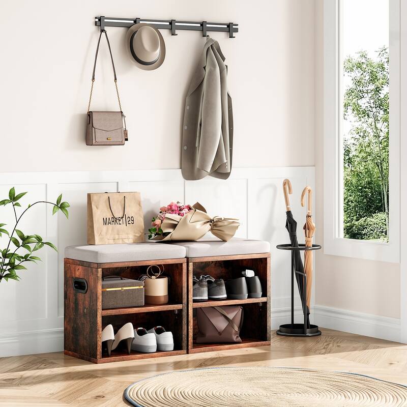 Small Shoe Bench for Entryway with Cushion Shoe Bench with Storage and Seating, Seat Entryway Shoe Rack, Entryway