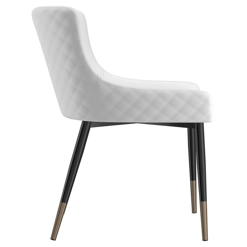 Modern Faux Leather and Metal Dining Chair, Set of 4 - Black