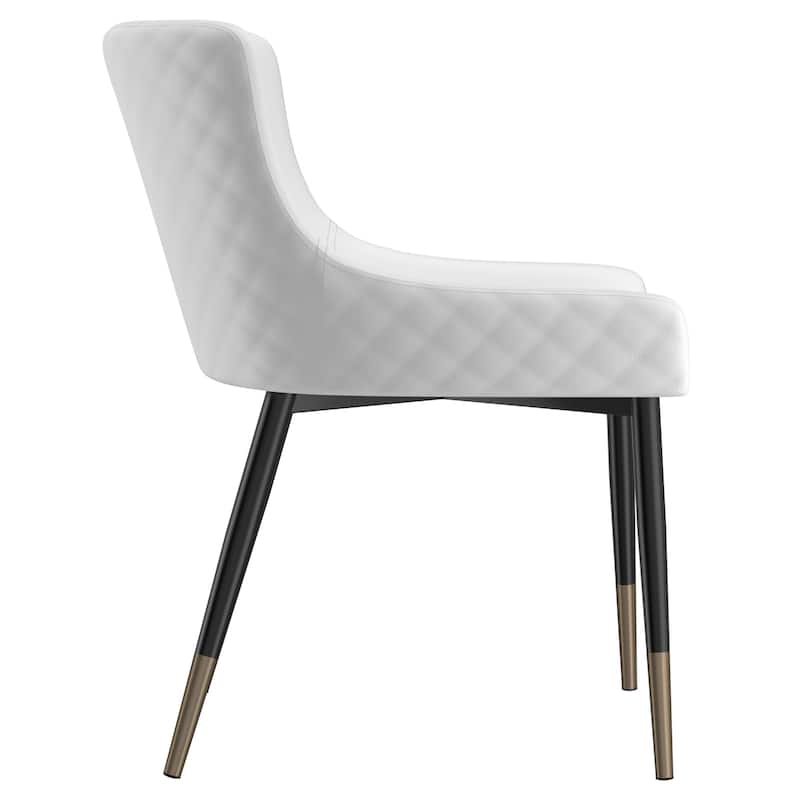 Set of 2 Modern Faux Leather and Metal Side Chair