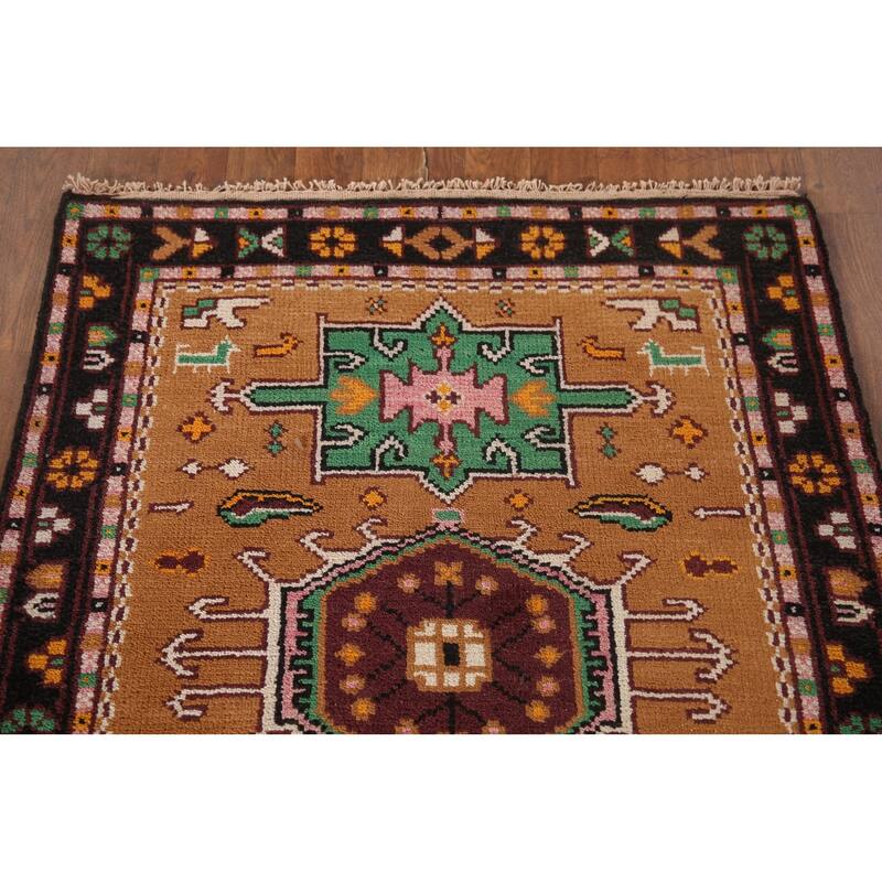 Geometric Kazak Accent Rug Handmade Traditional Wool Carpet - 3'0"x 5'0"