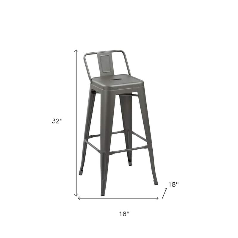 HomeRoots Set of Four 26" Dark Gray Steel and Metal Low Back Counter Height Bar Chairs
