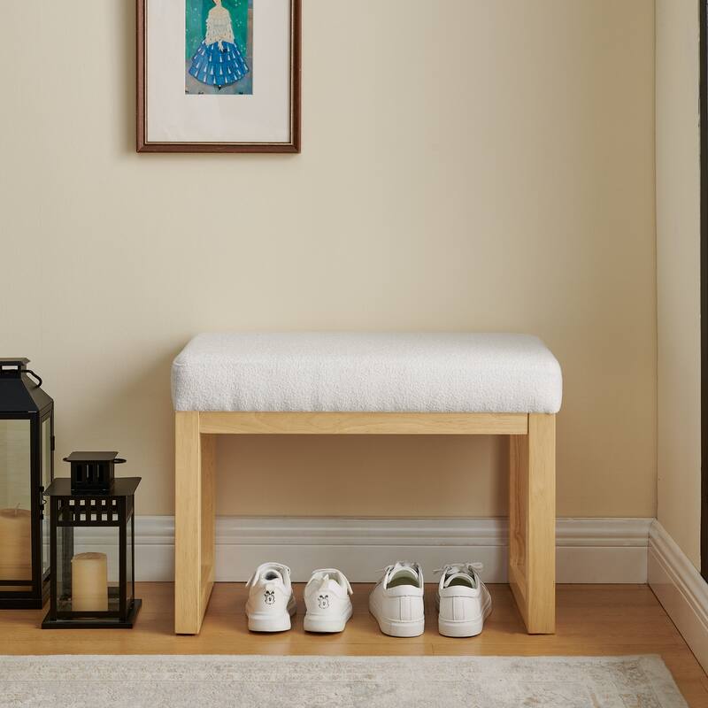 Versatile Entryway Bench, Wooden Shoe Change Stool with Cushioned Seat