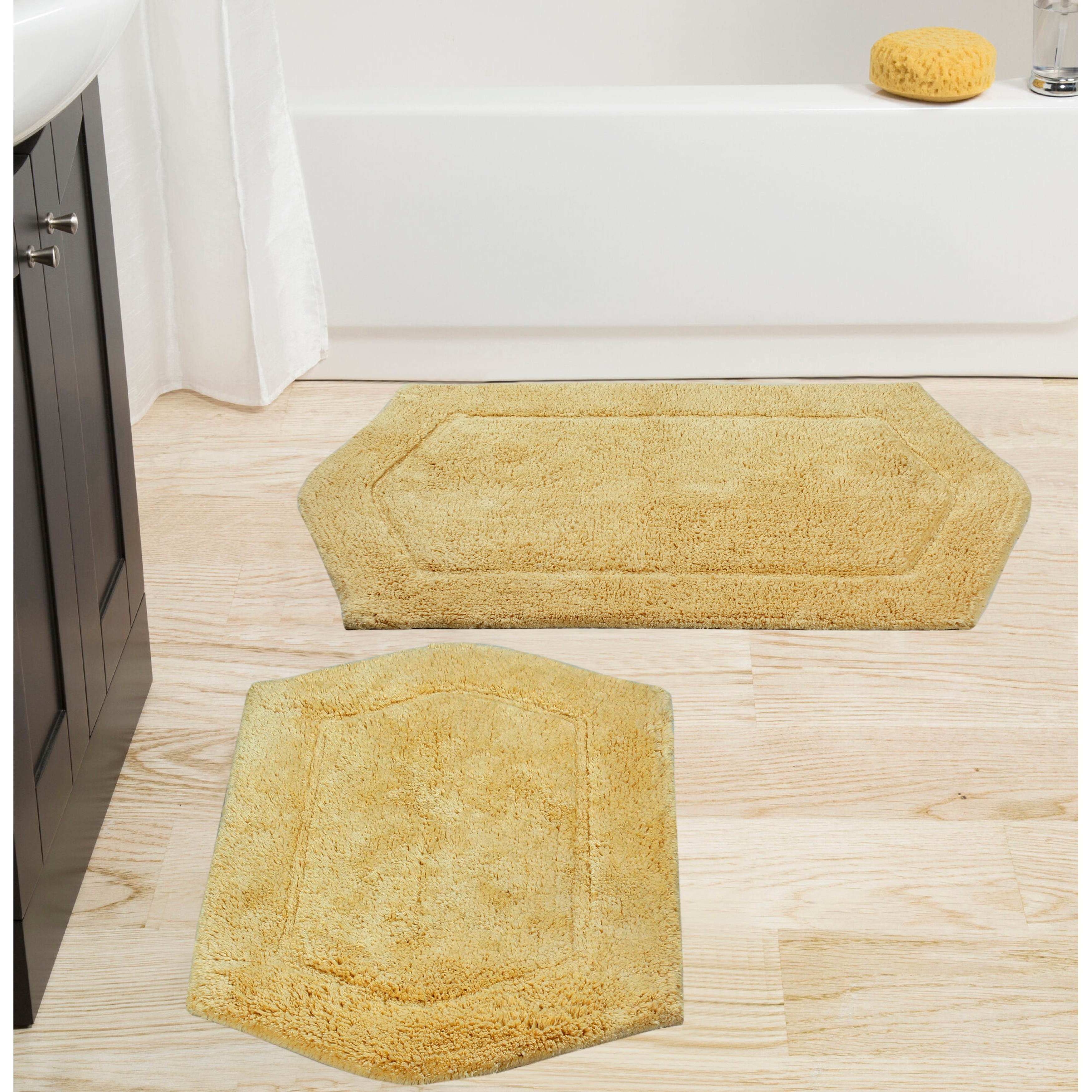 Home Weavers Waterford Collection Absorbent Cotton 2 Piece Set Machine Washable  Bath Rug, 17