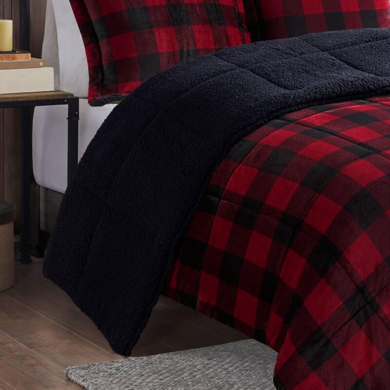 GDF Studio - Alton Plush to Sherpa Down Alternative Comforter Set - Plaid