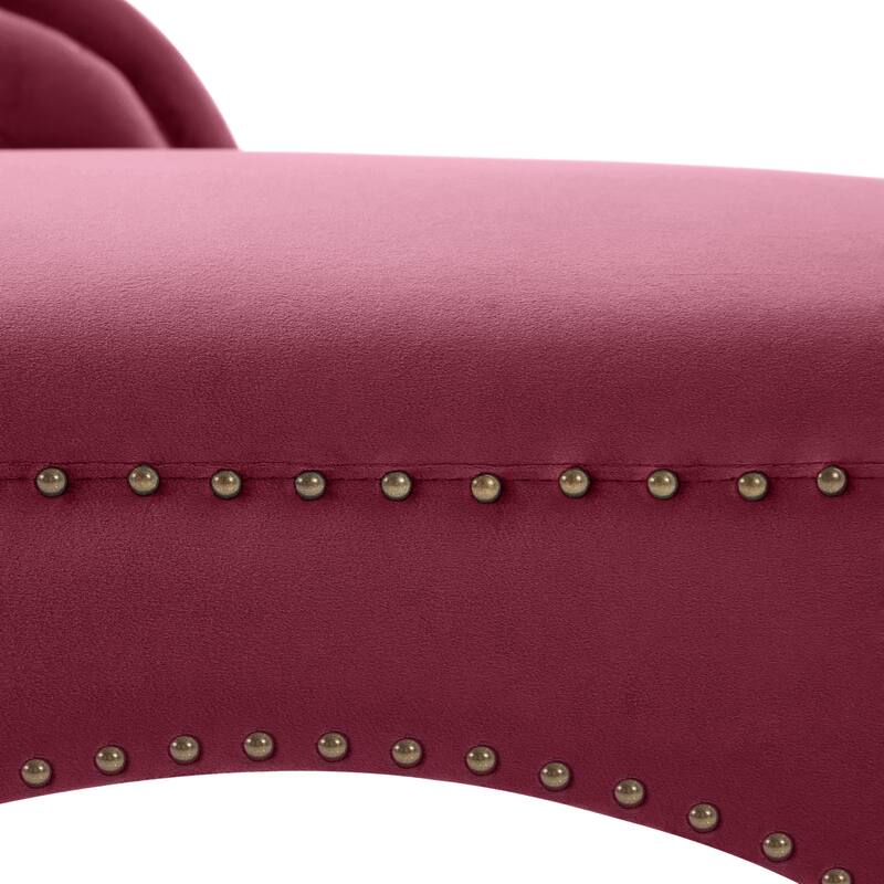 Christopher Knight Home - Bressi Modern Velvet Upholstered Chaise Lounge with Tufted Backrest, Nailhead Trim & Pillow