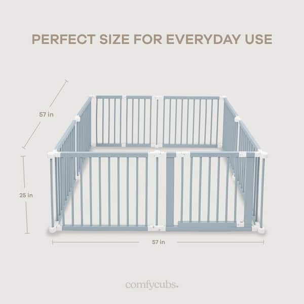 dimension image slide 0 of 2, Baby Playpen & Baby Gate for Toddler and Babies, Foldable Wooden Large Shape Playpen with Locking Gate by Comfy Cubs