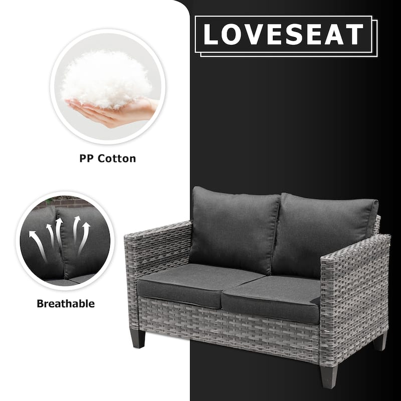 XIZZI Outdoor Rattan Wicker Loveseat with Cushions