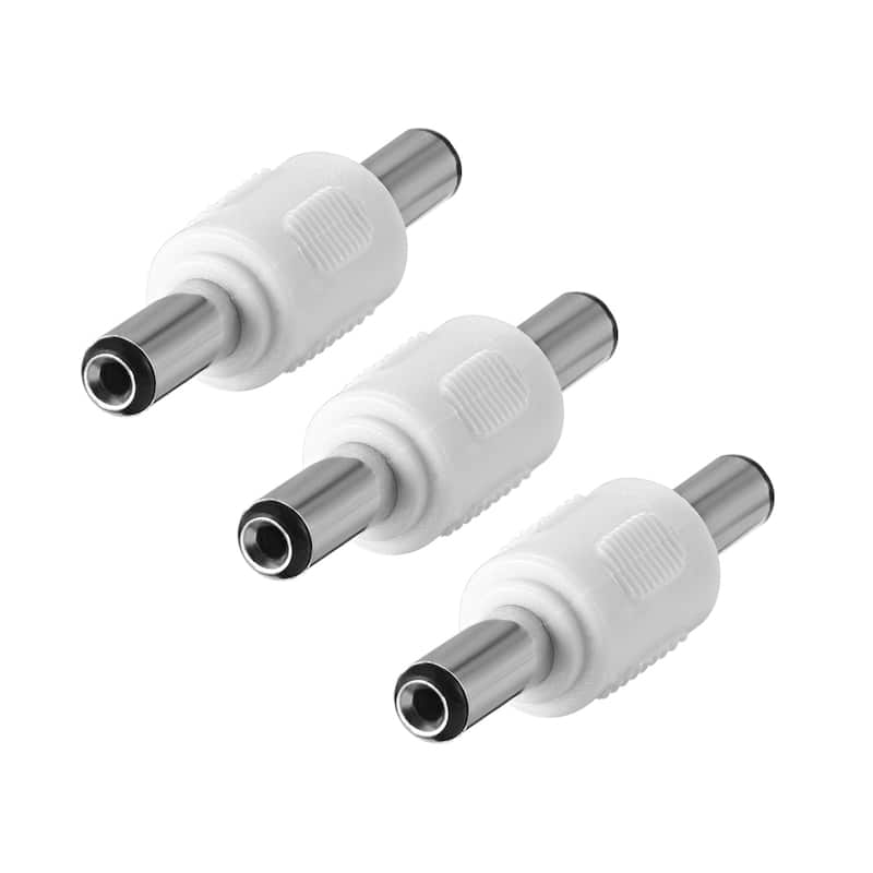 3Pcs DC Male to Male Connector 5.5mm x 2.1mm Cable Jack Adapter White - M to M(3Pcs)