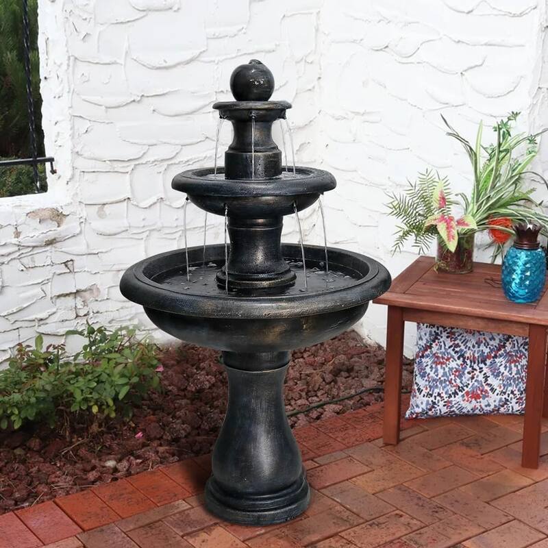 45.2"H 3-Tiers Outdoor Garden Floor Cascading Waterfall