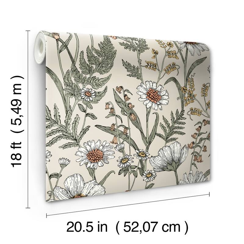 Spring Meadow Cream Peel and Stick Wallpaper