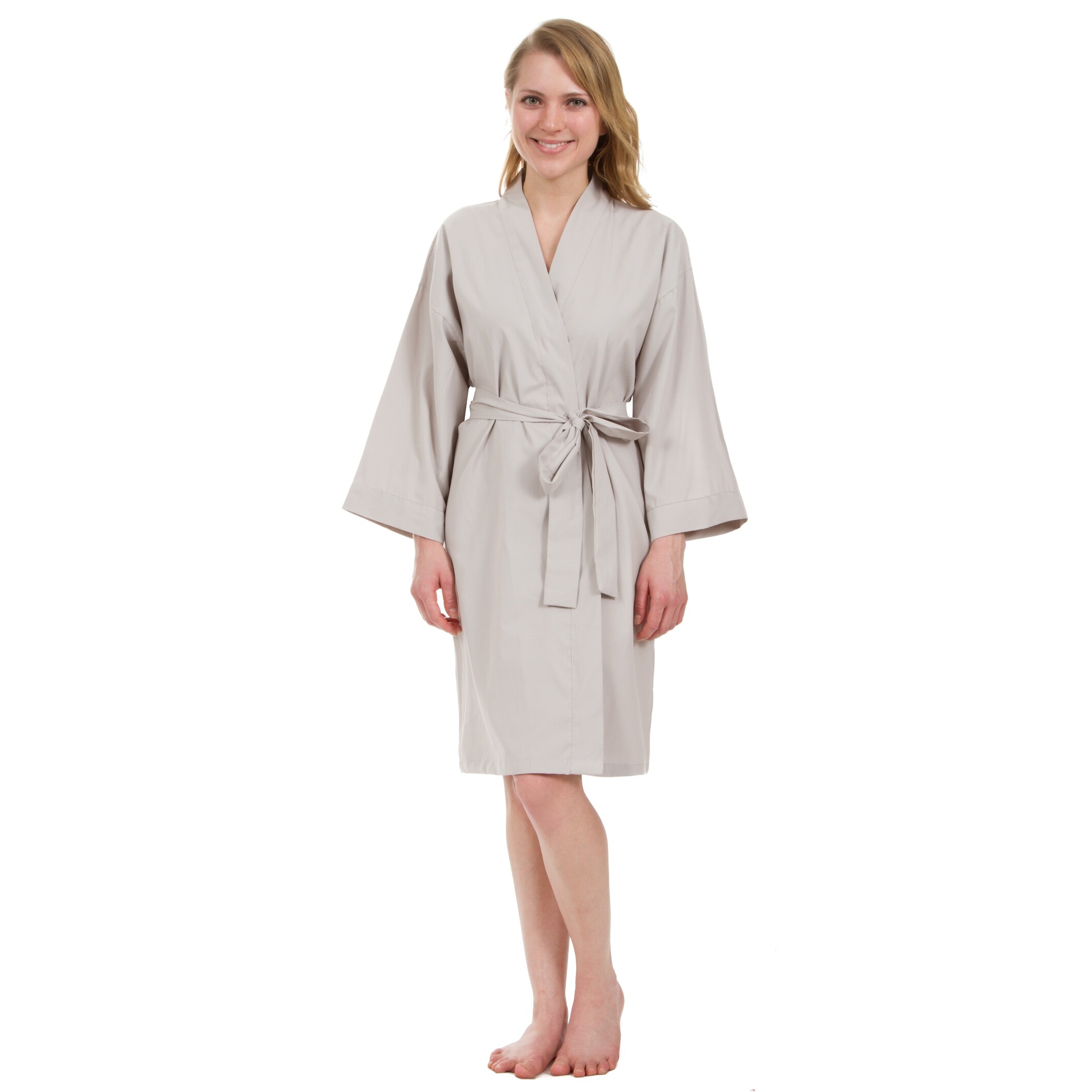 Leisureland Women s Cotton Woven 36 inch Kimono Robe Mint Green