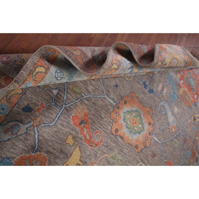 Gray Oushak Indian Area Rug Handmade Wool Carpet - 8'7"x 12'3"