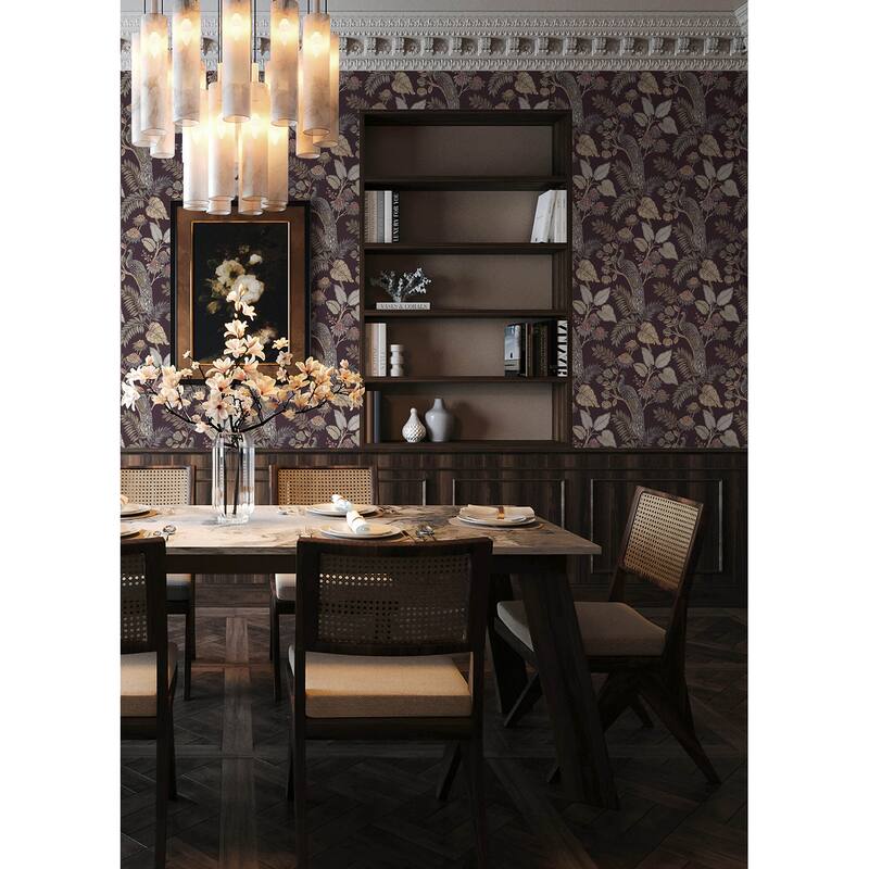 Chris Loves Julia x A-Street Prints Geneva Plum Peacock Paradise Wallpaper