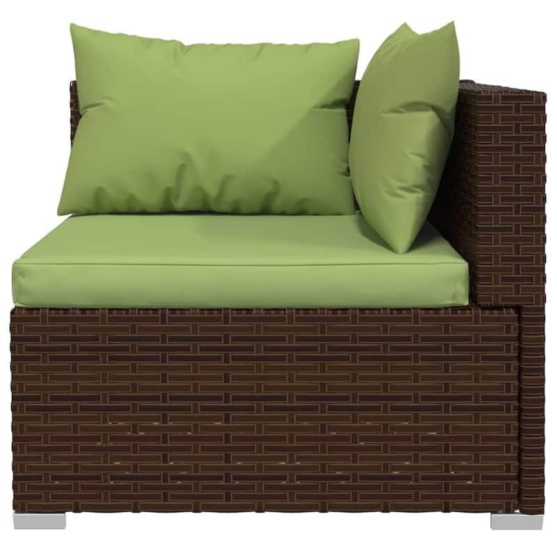vidaXL Patio Lounge Set with Cushions Brown Poly Rattan - 27.6" x 27.6" x 24" - 27.6" x 27.6" x 24"