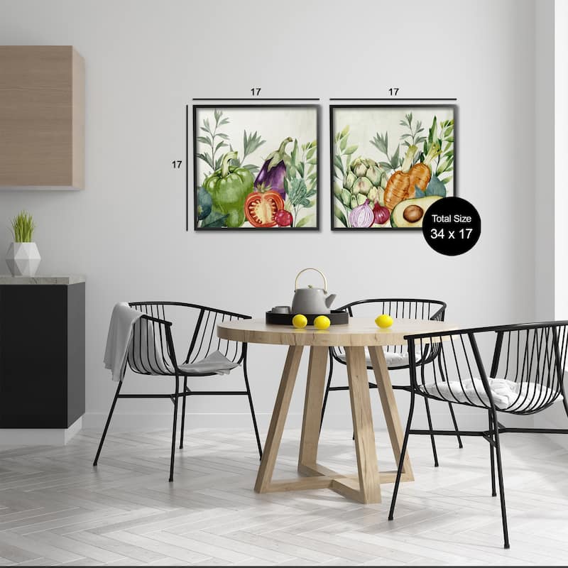 Stupell Country Harvest Vegetables Framed Giclee Art Design By Kim Allen (Set of 2)