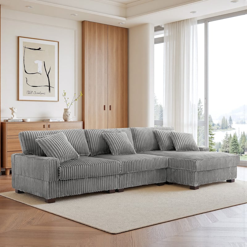 UIXE Upholstered Plush Velvet L Shaped Couch Modular Sofa